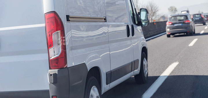 Van on road